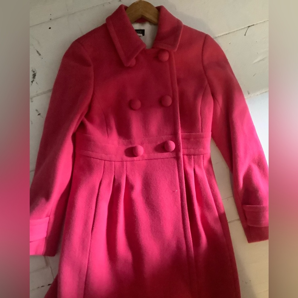 J crew wool bright coral strawberry coat size 2 like new - Picture 2 of 7